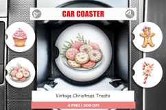 Car Coaster Vintage Christmas Treats Watercolor Product Image 1