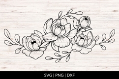 Hand Drawn Peonies Floral Arrangement SVG Product Image 1