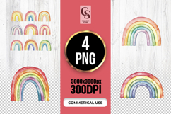 Colorful Rainbow Watercolor Clipart PNG Product Image 1