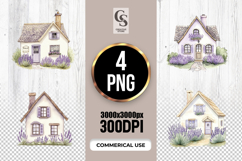 Lavender Cottage House Illustration Clipart Sublimation PNG Product Image 1