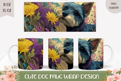 Cartoon Dog Mug Design, Yorkshire Terrier Mug Sublimation Product Image 1