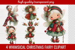 4 Whimsical Christmas Fairy Clipart | Cute Holiday Fairy PNG Product Image 1