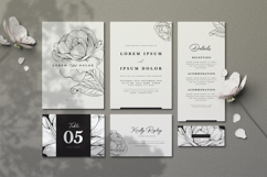 elegant wedding card with hand drawn line art roses flower Product Image 1