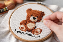 Cross stitch pattern teddy bear PDF instant download counted Product Image 1