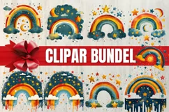 Watercolor Rainbow Clipart, Cute Rainbow PNG, Floral Rainbow Product Image 2
