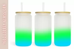 Blue Green Ombre 16oz Libby Glass Can Tumbler Wrap Product Image 1