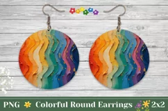 Art Paint Round Earrings PNG, Abstract Rainbow Round Earring Product Image 1