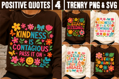 Retro Floral Positive Quotes SVG PNG Boho Groovy Flowers Product Image 1