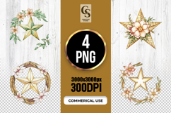 Floral Rustic Star Clipart Sublimation PNG Product Image 1