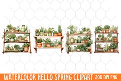 Watercolor Hello Spring Clipart, Hello Spring Clipart Product Image 1