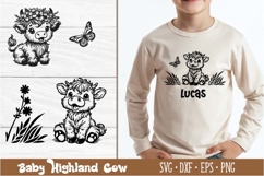 Baby Highland Cow svg clipart, Laser cut Product Image 1