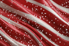 A red and white fabric with sparkling stars on it Product Image 1