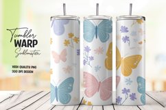 Butterfly pattern tumbler wrap sublimation design Product Image 1