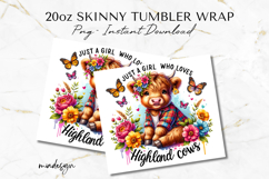 Highland Cow Tumbler Wrap PNG, Cute Girl Cow Sublimation Product Image 2