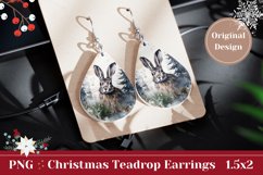 Christmas Earrings Sublimation , Winter Hare Sublimation PNG Product Image 1