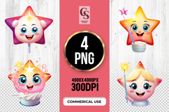 Cute Magic Star Face Clipart Sublimation PNG Product Image 1