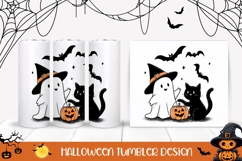 Doodle Halloween Ghost Tumbler, Halloween Tumbler Design Product Image 1