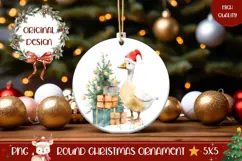 Cartoon Christmas Goose Ornament, Winter Round Ornament Product Image 1