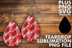 3D Heart Pattern Earring Sublimation Product Image 1