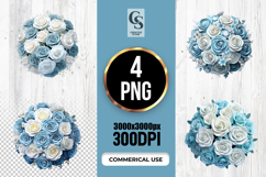 Teal and White Rose Flower Ball Clipart Sublimation PNG Product Image 1