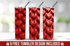 3d Red Heart pattern Tumbler Wrap Design Product Image 1