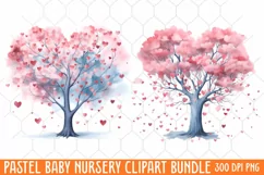 Pastel Baby Nursery Clipart Big, Baby Boy Elephant Clipart Product Image 1