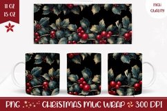 Floral Christmas Mug Sublimation, Winter Mug Wrap Design Product Image 1