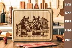 Horses Design, Cutting board SVG, Laser cut, Cricut Product Image 2