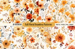 Fall Floral Seamless Patterns | Digitel Paper PNG Product Image 1