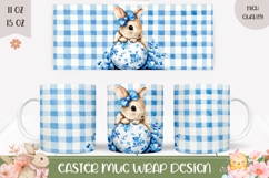 Cartoon Easter Bunny Mug Wrap, Cute Easter Mug Template Product Image 1