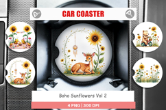 Car Coaster Boho Sunflowers Product Image 1