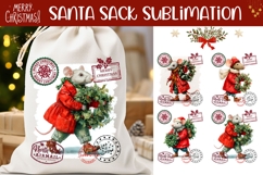 Vintage Christmas Mouse Santa Sack PNG, Christmas Santa Sack Product Image 1