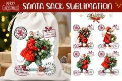 Vintage Christmas Mouse Santa Sack PNG, Christmas Santa Sack Product Image 1