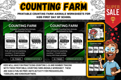 Printable Counting Farm Animals Worksheets Activities Product Image 1