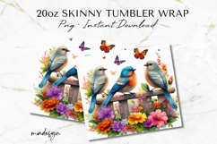 Floral Birds 20 oz Tumbler Wrap PNG, Sublimation Design Product Image 2