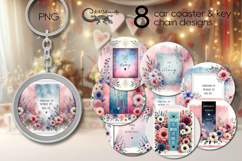 Motivating inscriptions | 8 Car coaster &amp; key chain designs Product Image 1
