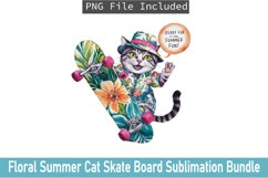 Floral Summer Cat Skate Board Sublimation Bundle Product Image 3