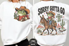 Funny Frog Cowboy Front Back PNG, Frog Cowboy Chest Back Shi Product Image 1