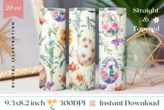 Watercolor Easter Tumbler Wrap, Flowers Tumbler Design Product Image 1