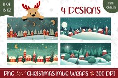 Christmas Village Mug Design, Winter Mug Wrap Product Image 1