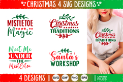 4 Christmas SVG Designs, Christmas SVG Cut file design Product Image 1
