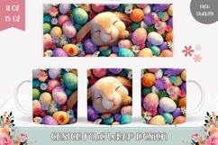 Cartoon Easter Eggs Mug Wrap, Cute Easter Mug Template Product Image 1