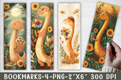 Whimsical Dinosaurs Printable Bookmarks, 4 Bookmark Design Product Image 1