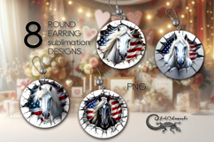 Horse &amp; wall | Round earring Sublimation design bundle Product Image 1