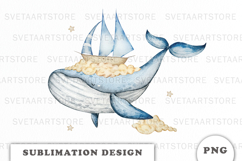 Watercolor Whale Dreams png Product Image 1
