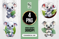 Cute Koala Bear Clipart Sublimation PNG Product Image 1
