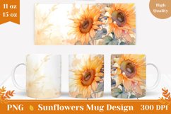 Sunflowers Mug Sublimation, Fall Mug Sublimation Design Product Image 1