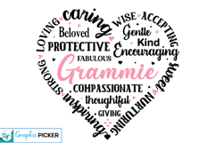 Grammie Heart Shape SVG | Mother's Day Heart SVG PNG Product Image 1