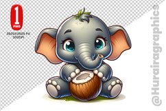 Cute Elephant Clipart - PNG File Product Image 1
