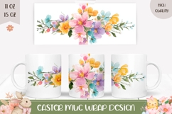 Floral Christian Cross Mug Wrap, Christian Sublimation Mug Product Image 1